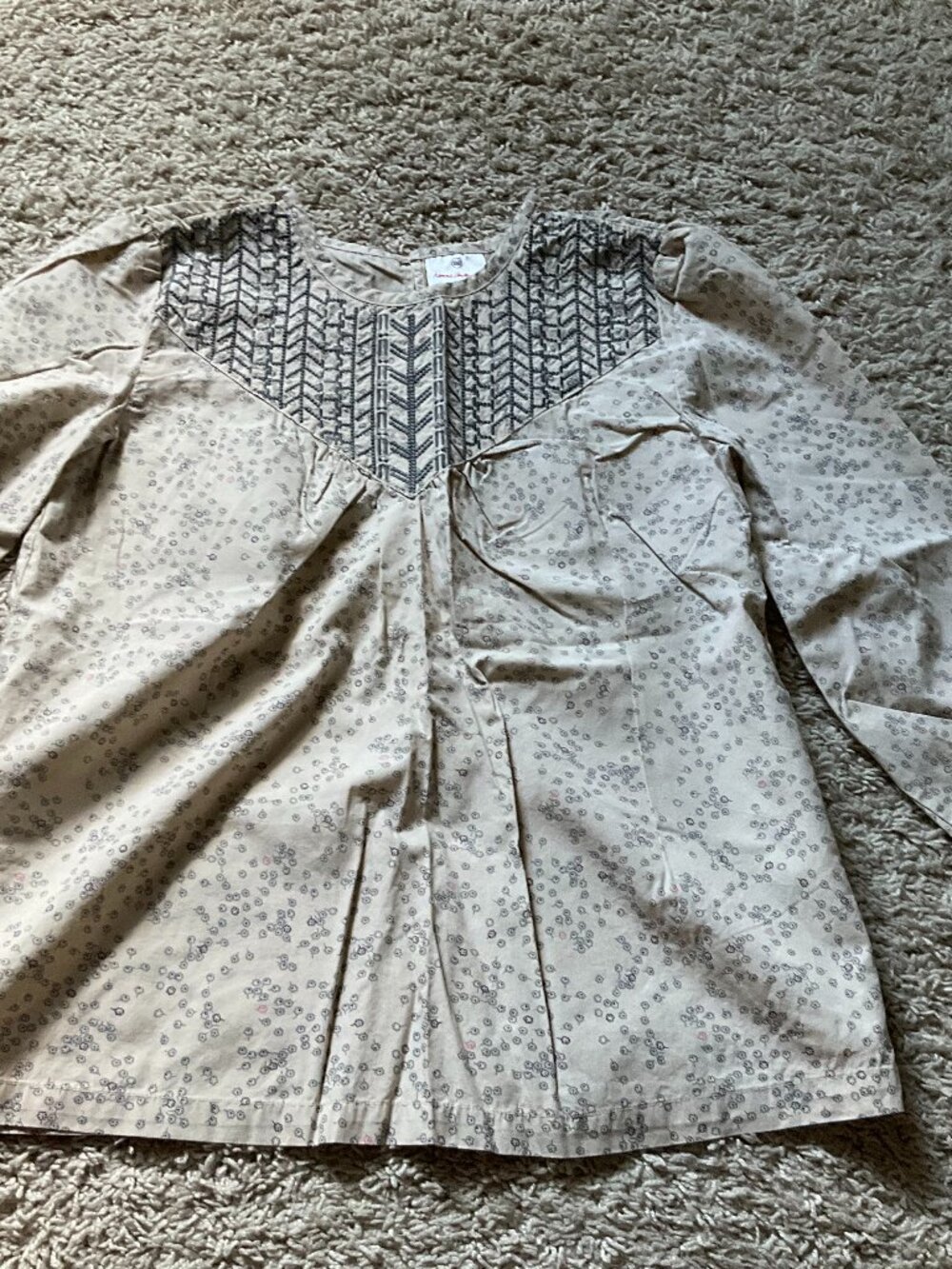 HANNA ANDERSSON POPLIN FLORAL EMBROIDERED BLOUSE. SIZE: 160 (US 14).